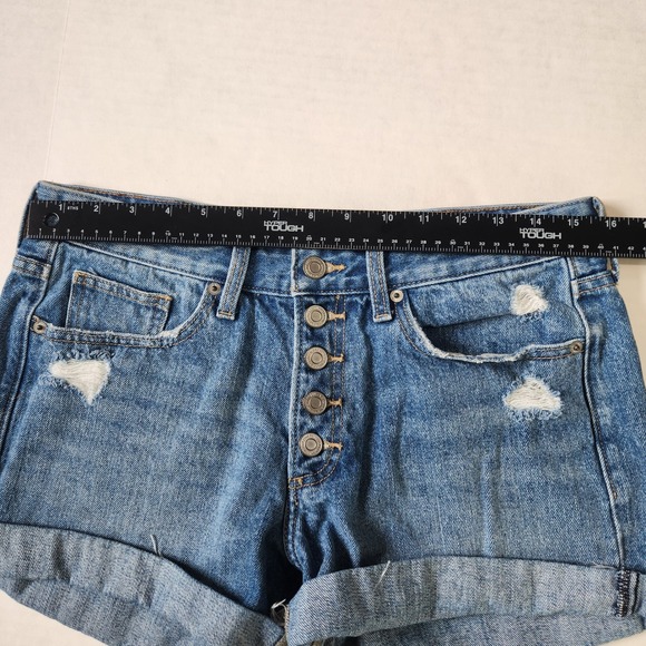 Lucky Brand Boyfriend Shorts Womens 6/28 Blue Distressed Button Fly Cuffed Denim - Picture 5 of 8